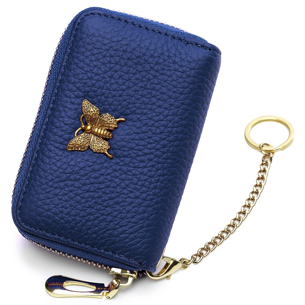 3394 RFID Credit Card Holder Leather Card Case Wallet with Zipper
